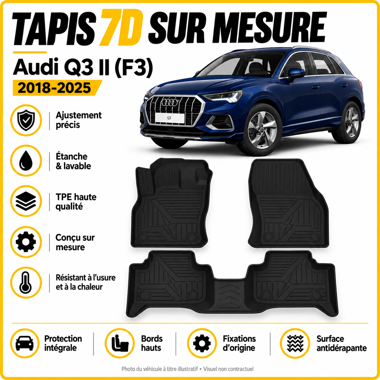 Tapis 7D sur mesure Audi Q3 II F3 2018-2025