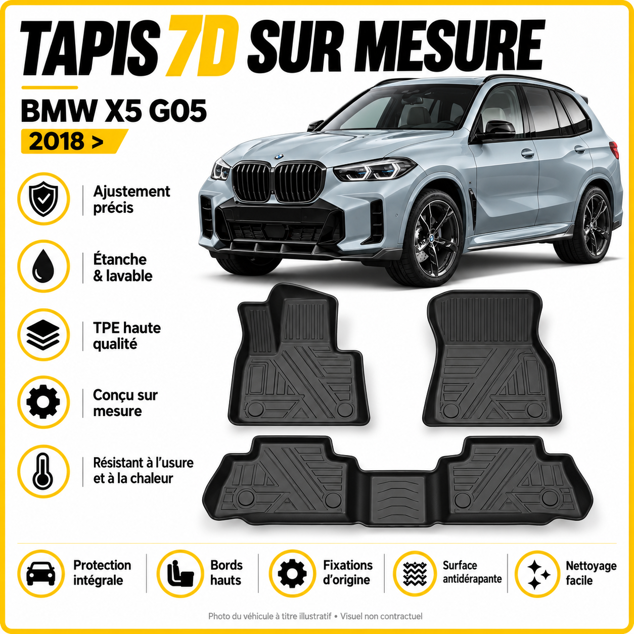 Tapis 7D sur mesure BMW X5 G05 2018