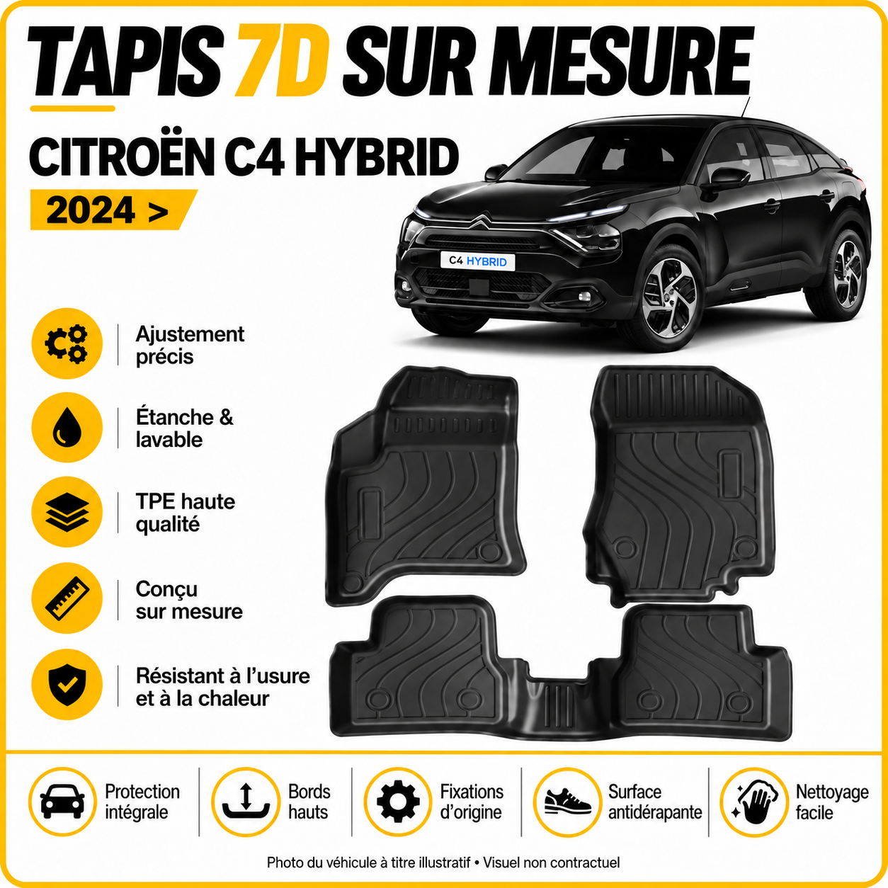 Tapis 7D sur mesure Citroën C4 / C4 X Hybrid 2024 >