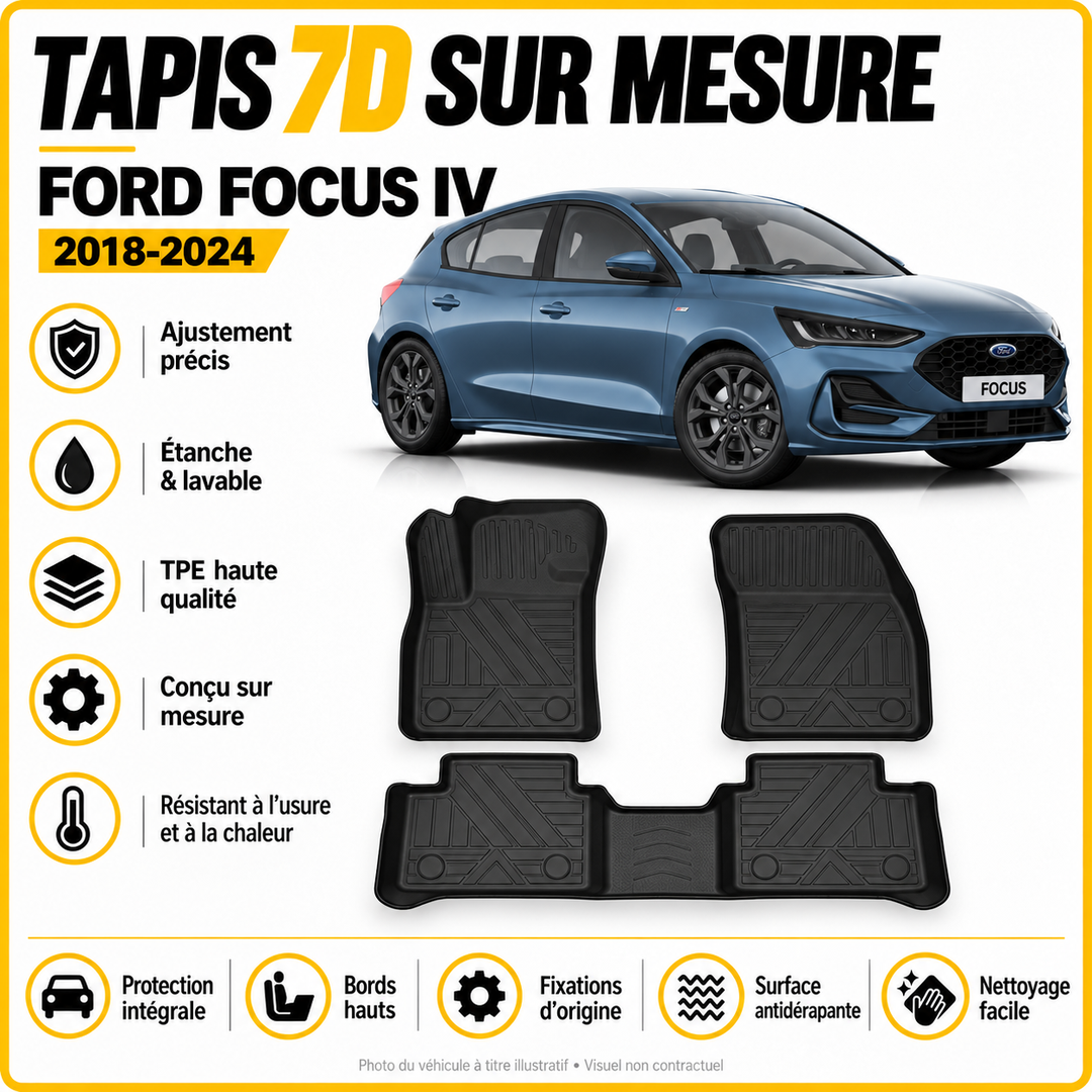 Tapis 7D sur mesure Ford Focus IV HB/Sedan 2018-2024