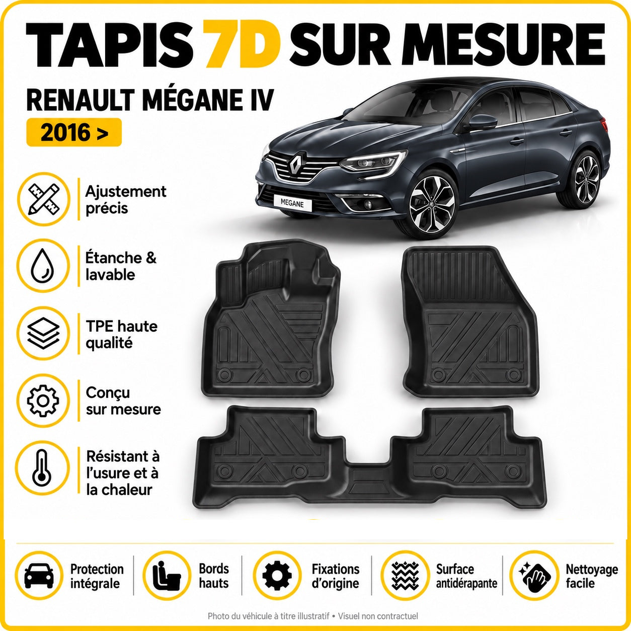 Tapis 7D sur mesure Renault Mégane IV 2016 >
