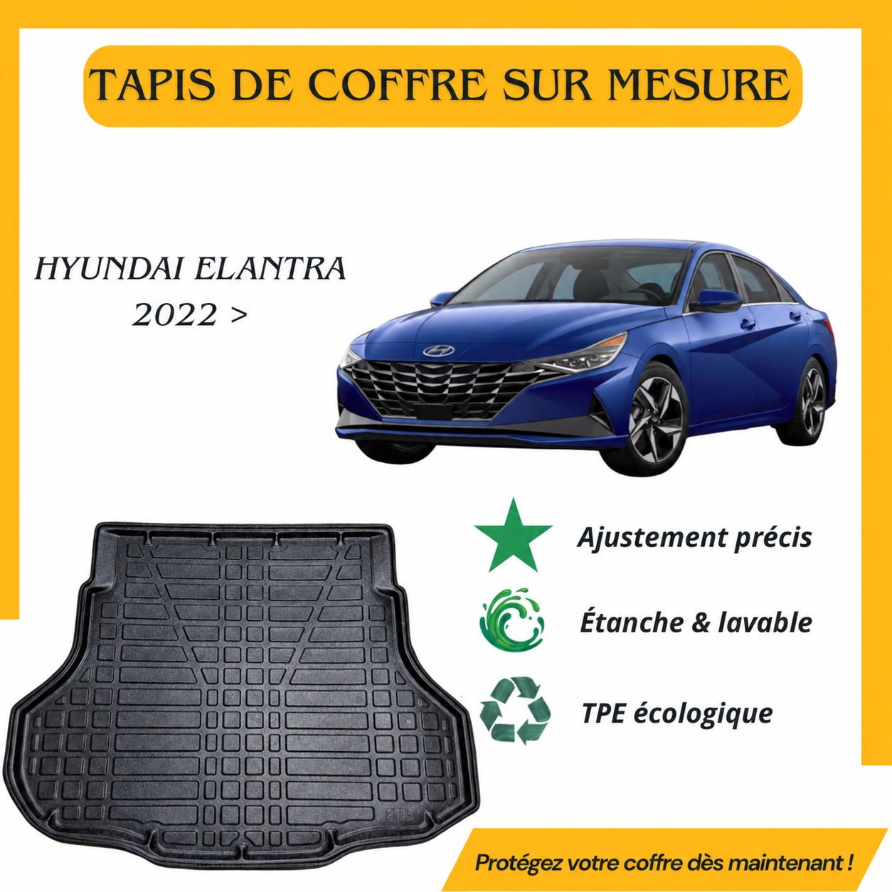 Tapis de coffre sur mesure Hyundai Elantra depuis 2022
