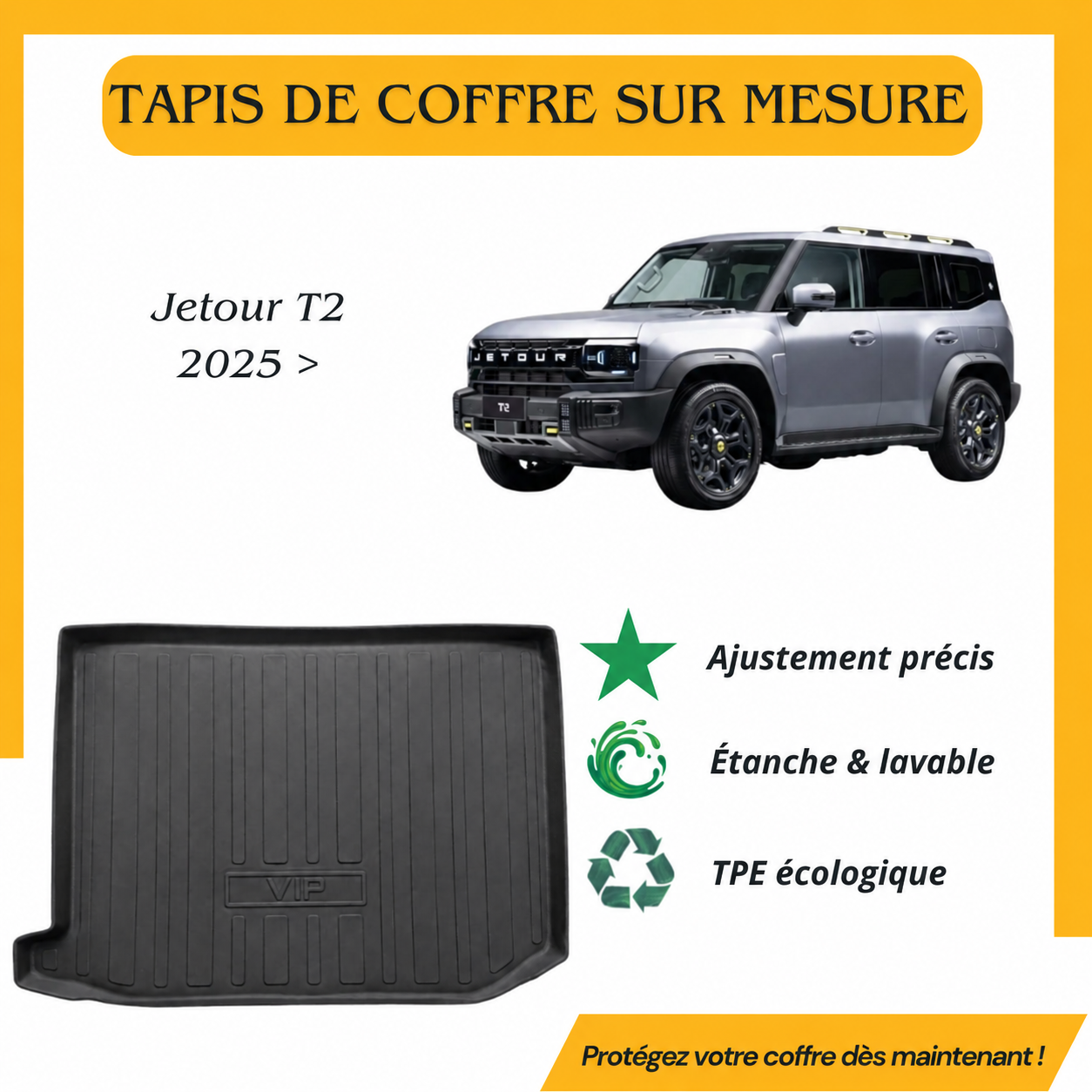 Tapis de coffre sur mesure Jetour T2 2025 >