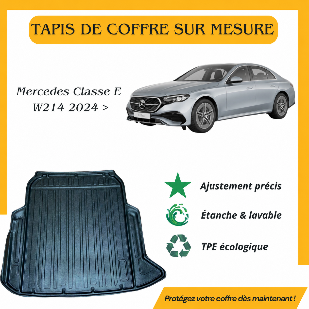 Tapis de coffre sur mesure Mercedes Classe E W214 2024 >