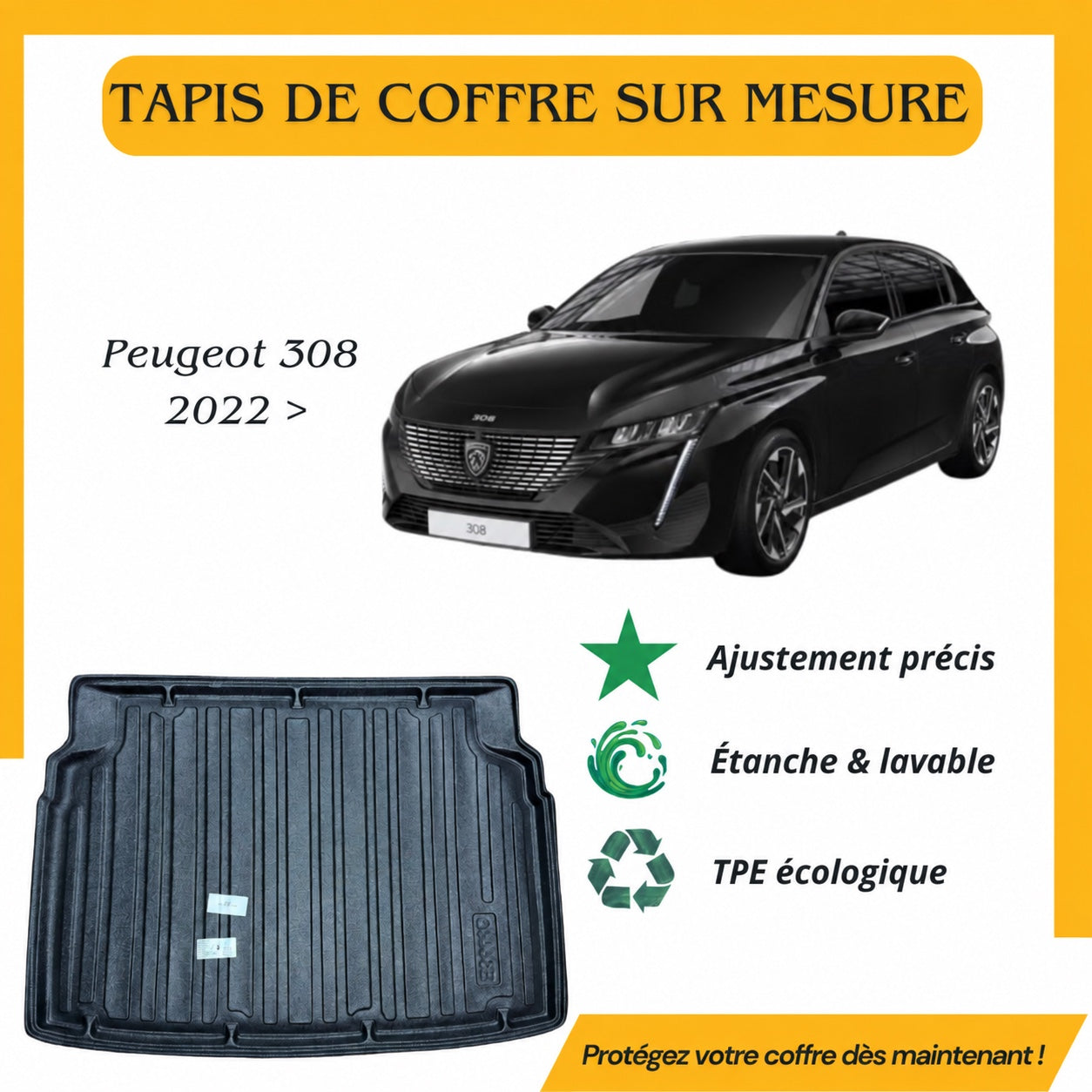 Tapis de coffre 4D Peugeot 308 2022 >