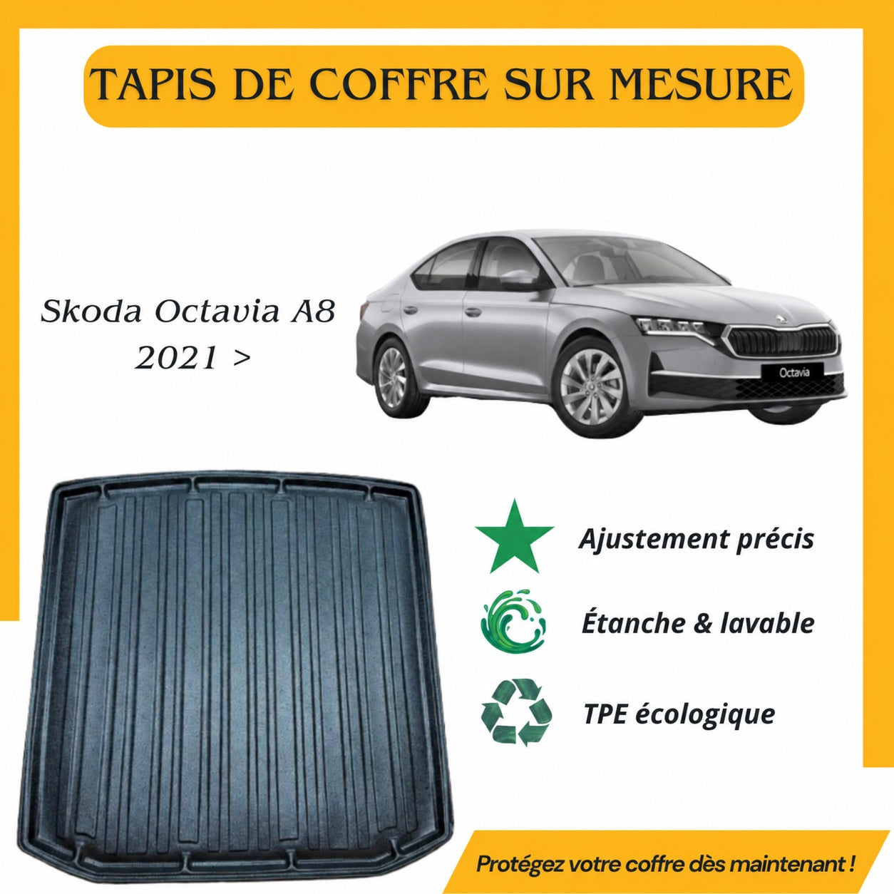 Tapis de coffre 4D Skoda Octavia A8 2021 >