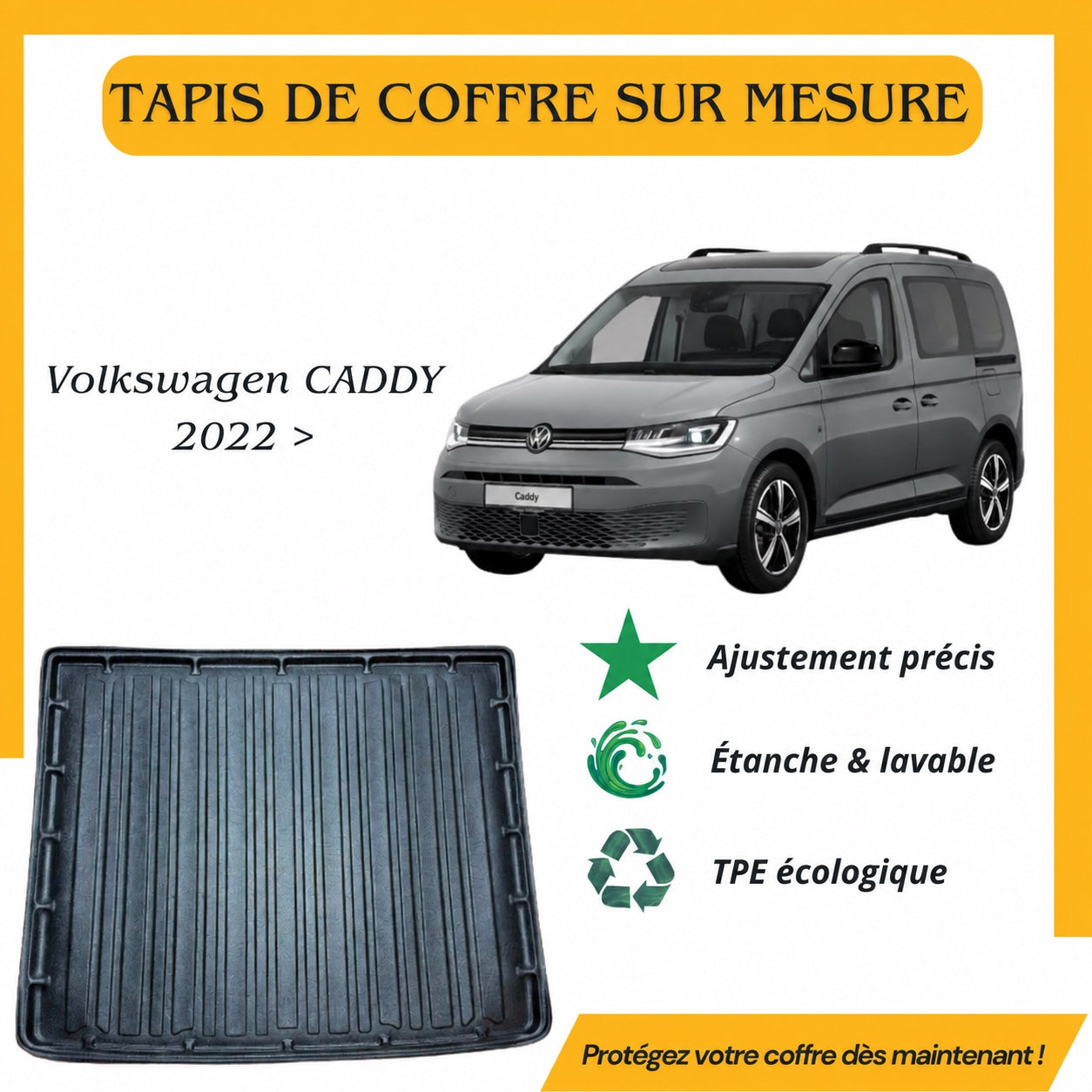 Tapis de coffre 4D Volkswagen Caddy 2022 >