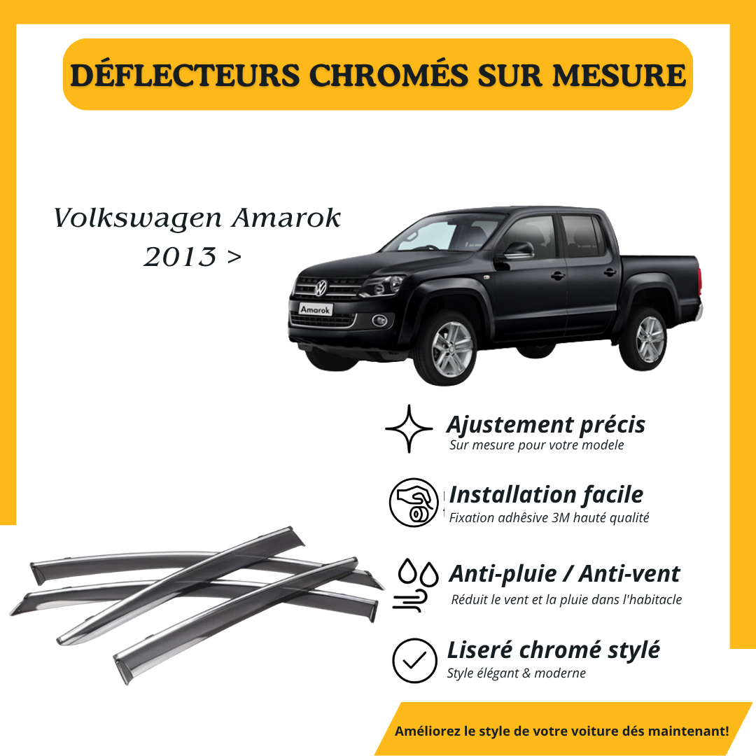 Déflecteur d’air noir et chromé Volkswagen Amarok 2013 >