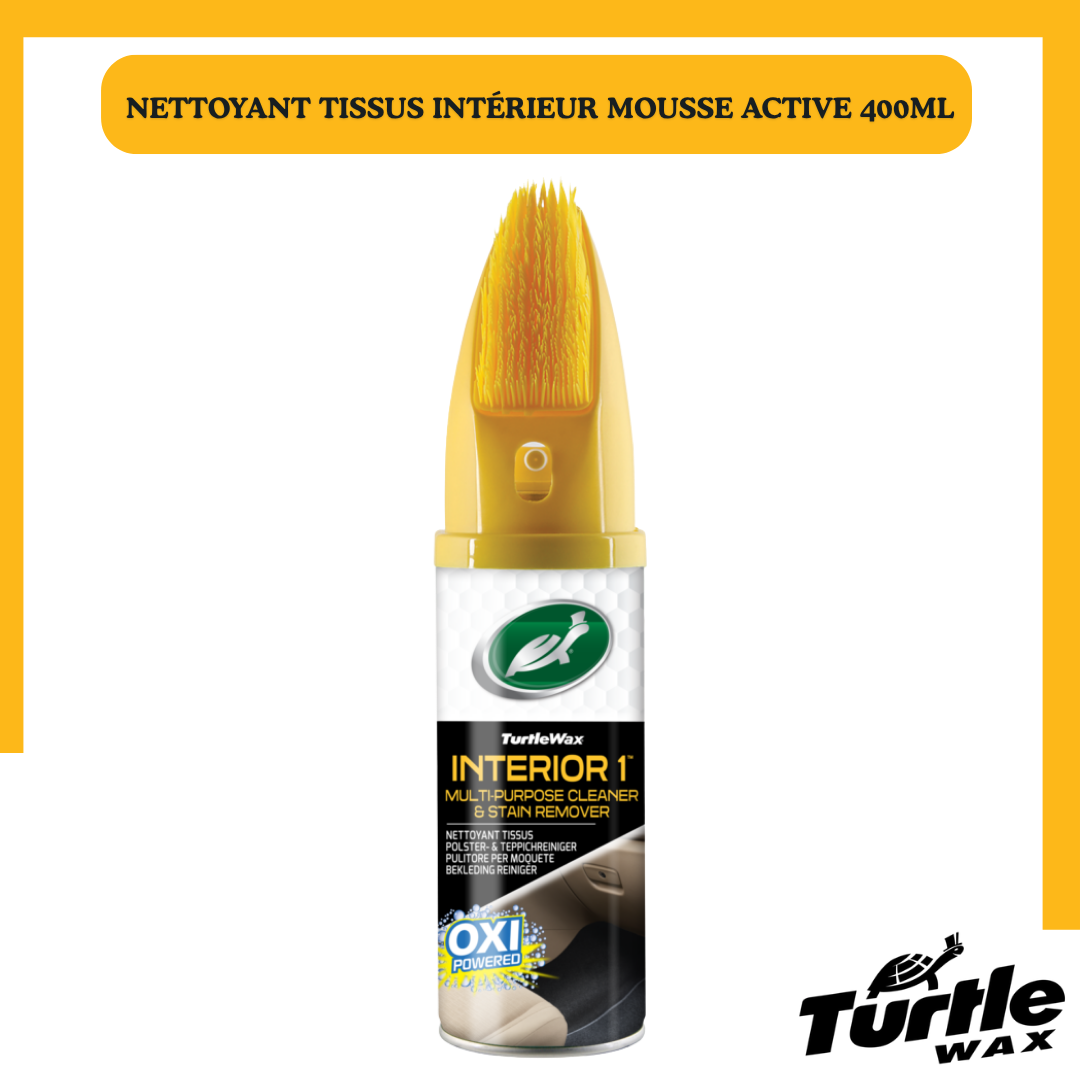 Turtle Wax Interior 1 – Nettoyant Tissus & Détachant Mousse Active 400 ml