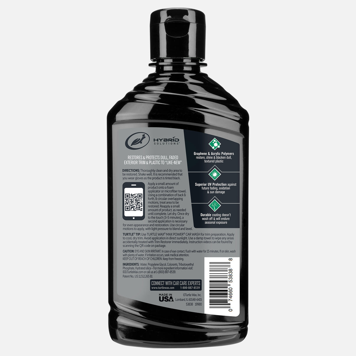 Turtle Wax Hybrid Solutions – Rénovateur Garnitures Graphène 295 ml