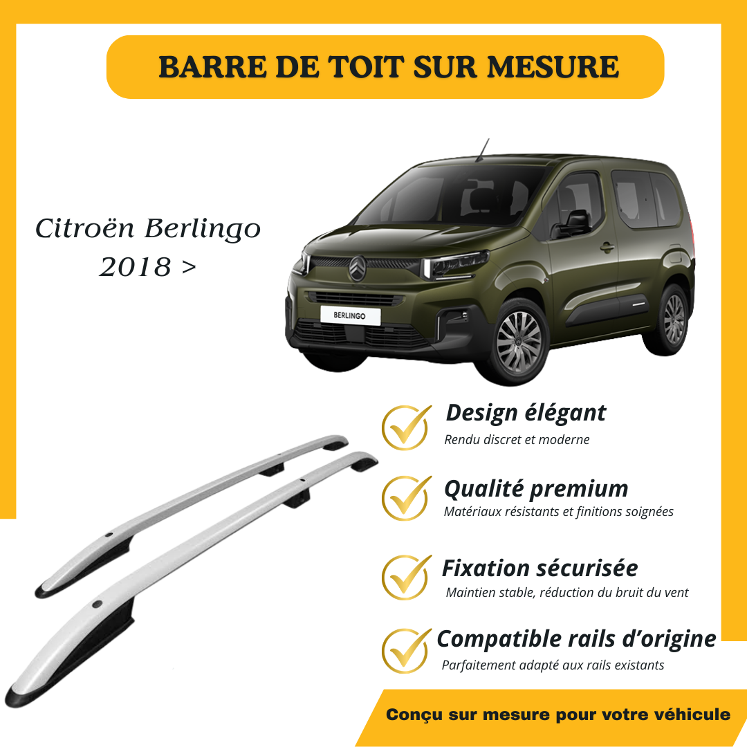 Barres de toit gris silver sur mesure – Citroën Berlingo 2018 >