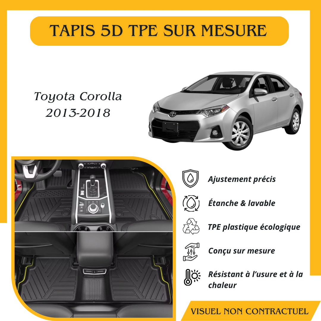 Tapis sur mesure 5D TPE Toyota Corolla 2013-2018