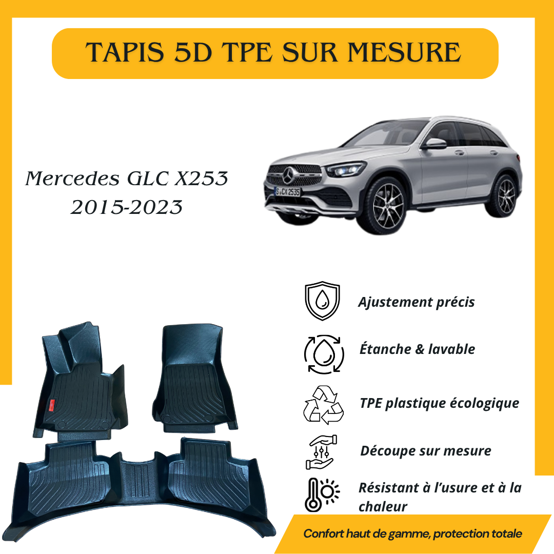 Tapis sur mesure 5D TPE Mercedes GLC X253 2015-2023
