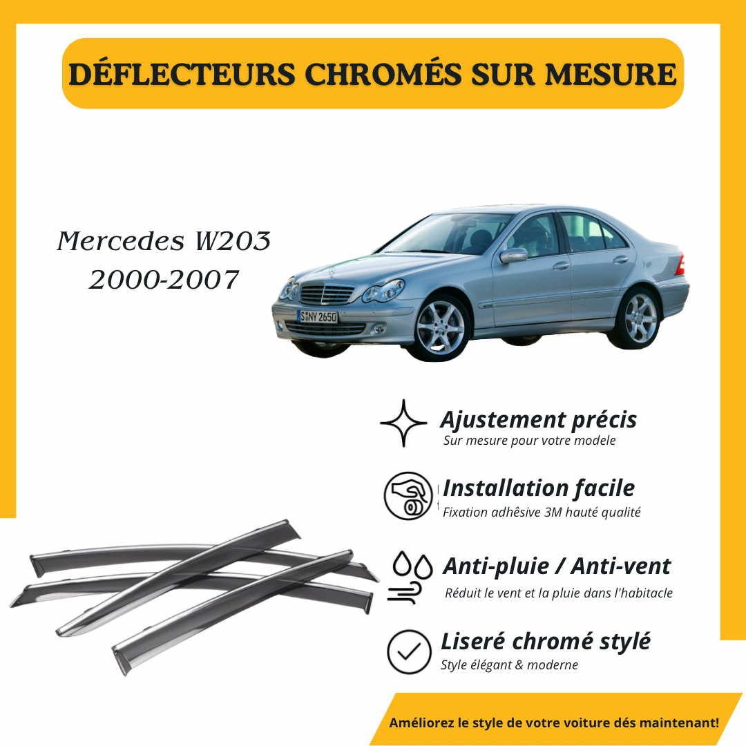 Déflecteur d’air noir et chromé Mercedes W203 2000-2007