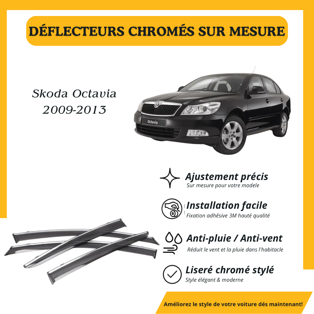 Déflecteur d’air noir et chromé Skoda Octavia 2009-2013