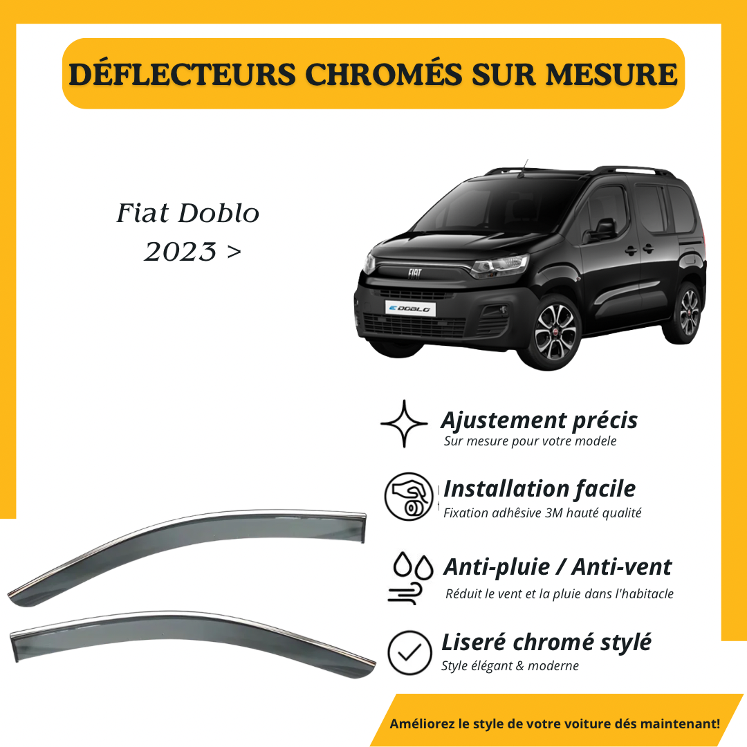 Déflecteur d’air noir et chromé Fiat Doblo 2023 >
