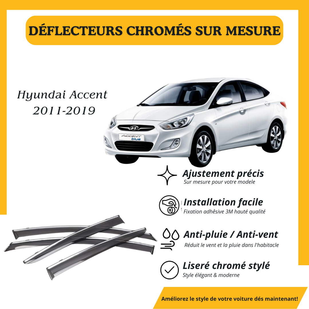 Déflecteur d’air noir et chromé Hyundai Accent 2011-2019