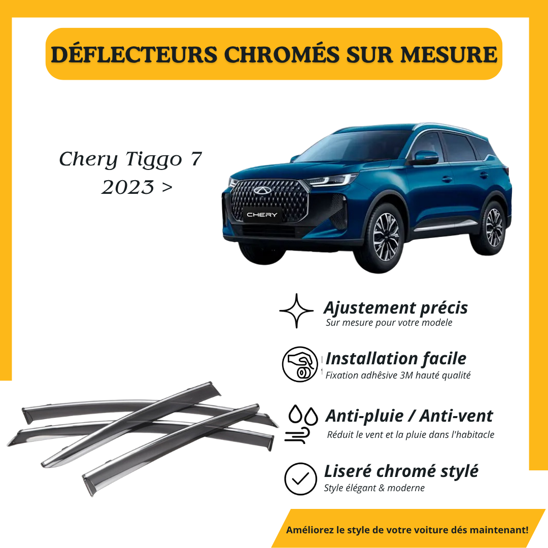 Déflecteur d’air noir et chromé Chery Tiggo 7 2023 >