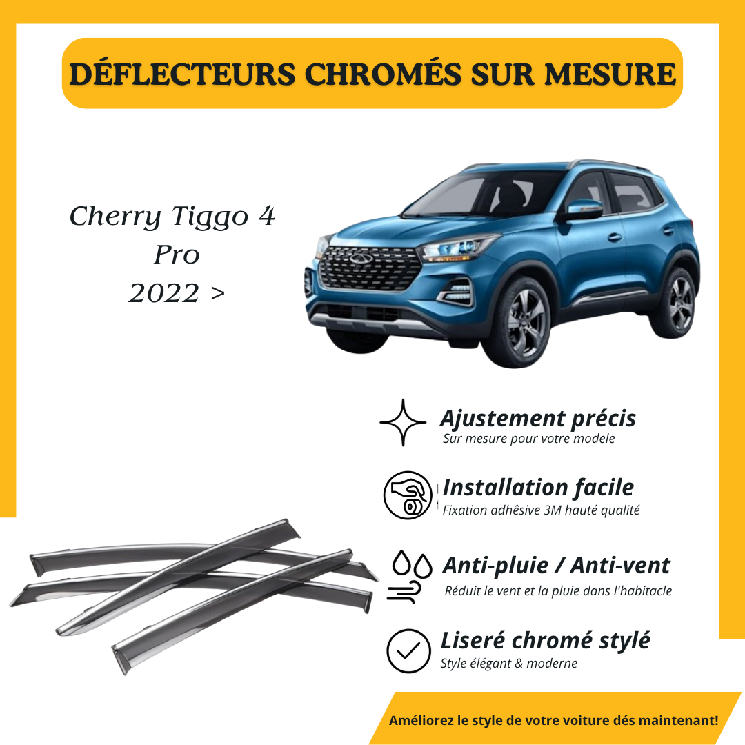 Déflecteur d’air noir et chromé Cherry Tiggo 4 Pro 2022 >