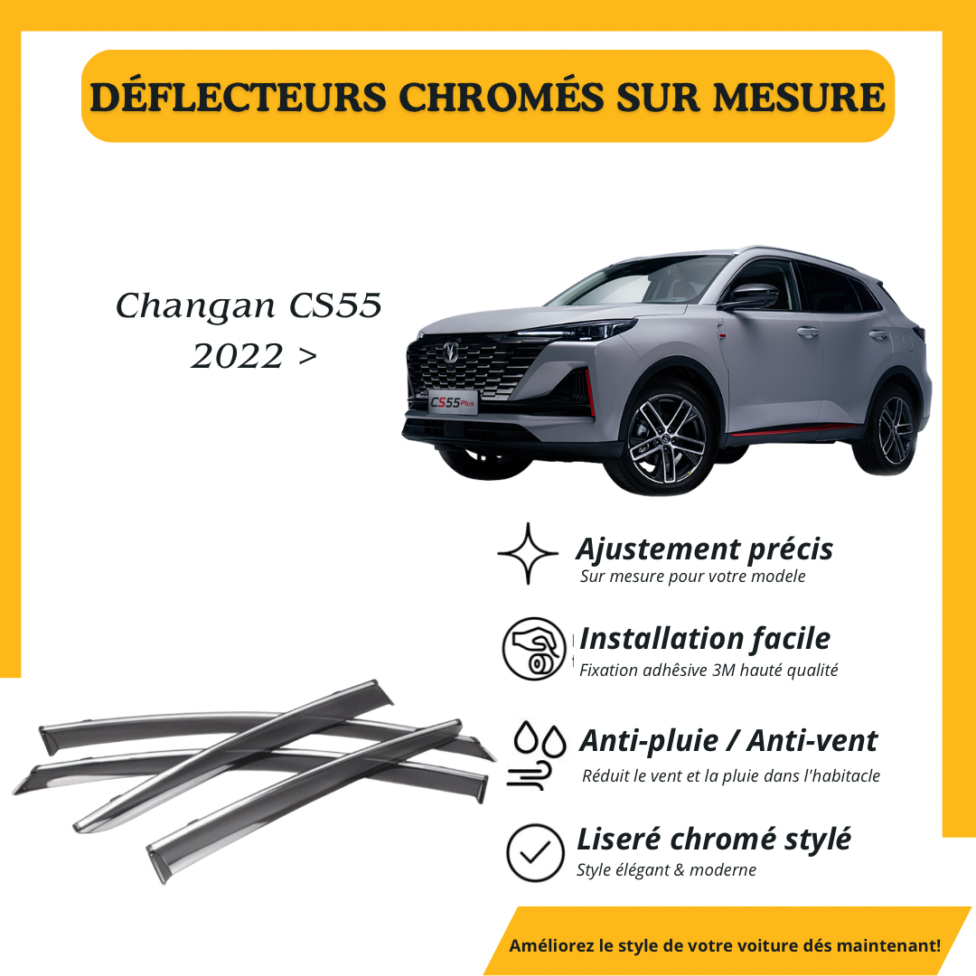 Déflecteur d’air noir et chromé Changan CS55 2022 >