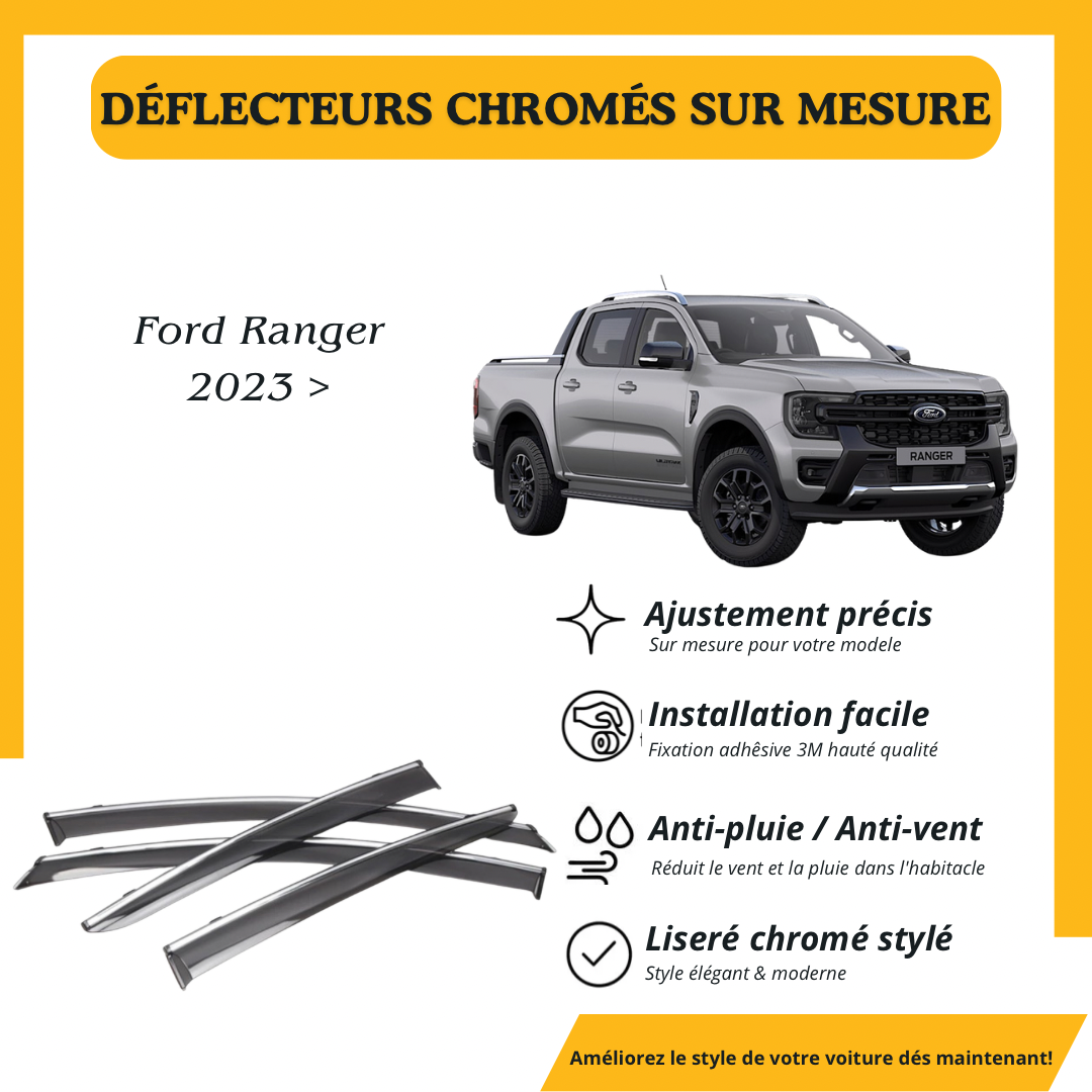 Déflecteur d’air noir et chromé Ford Ranger 2023 >
