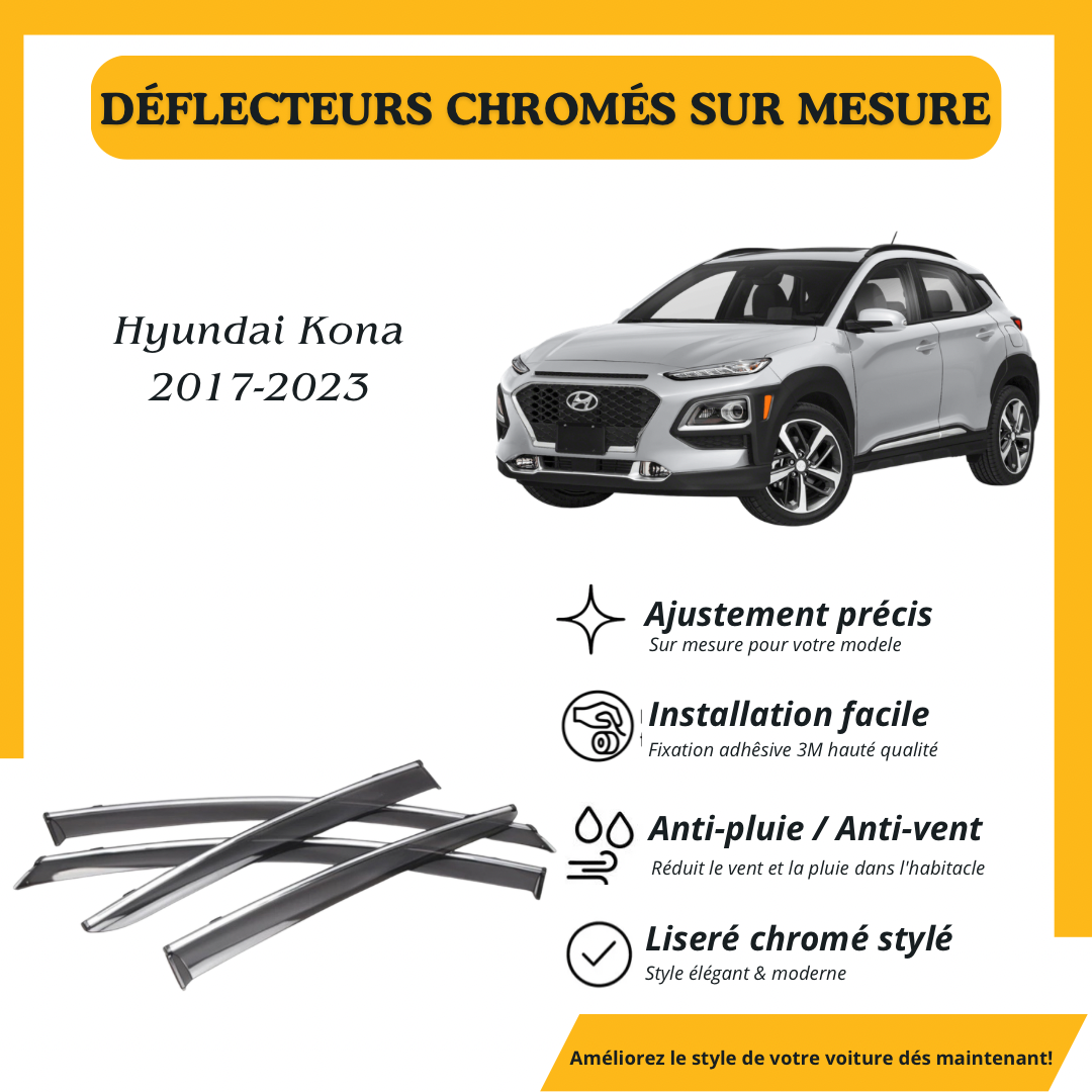 Déflecteur d’air noir et chromé Hyundai Kona 2017-2023