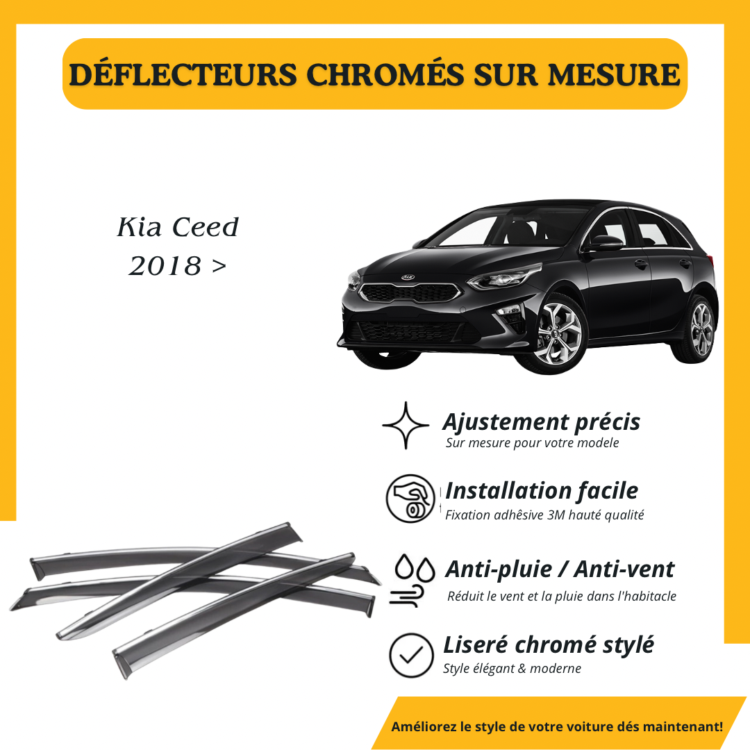 Déflecteur d’air noir et chromé Kia Ceed 2018 >