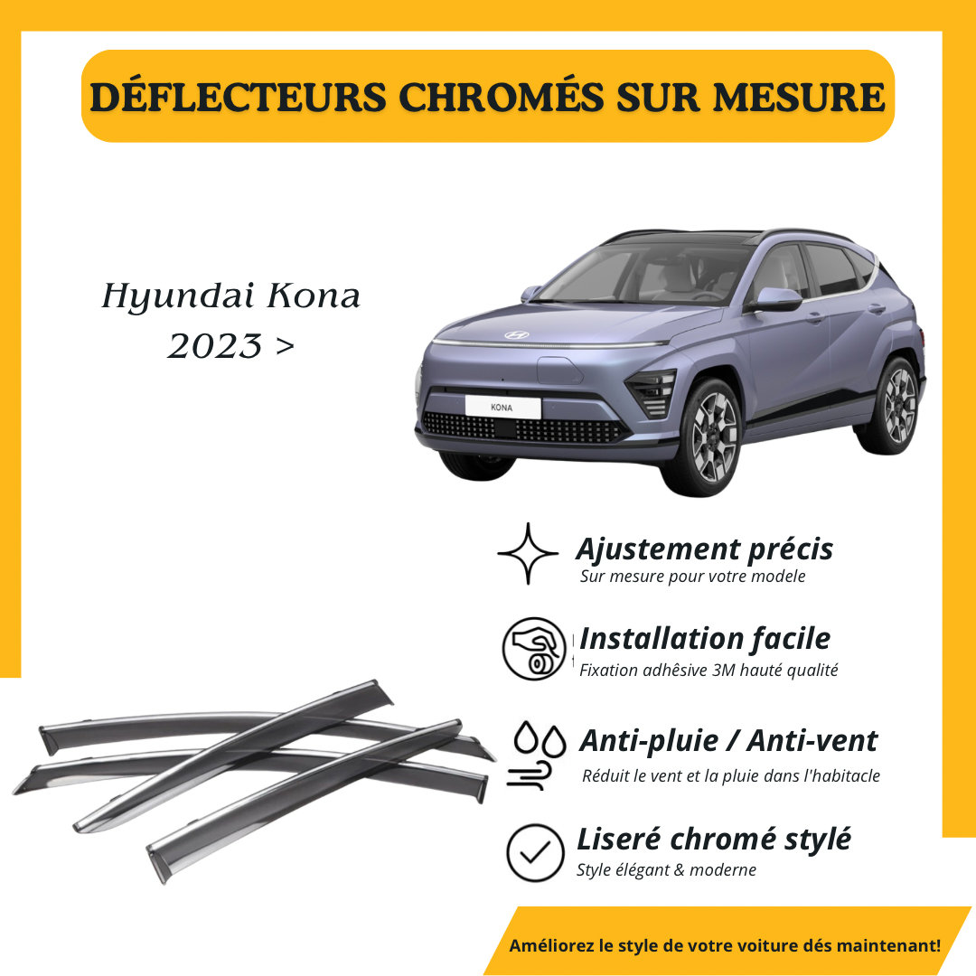 Déflecteur d’air noir et chromé Hyundai Kona 2023 >