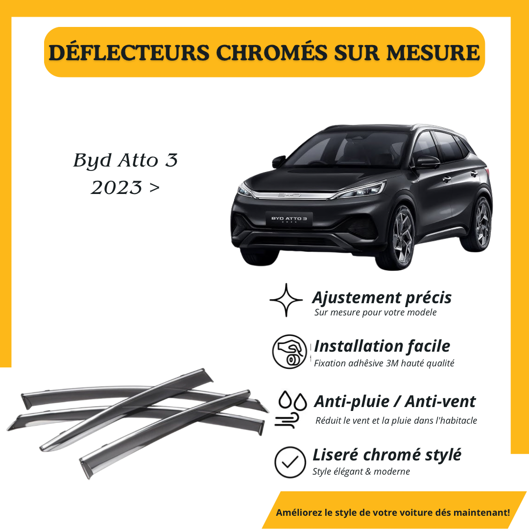 Déflecteur d’air noir et chromé Byd Atto 3 2023 >