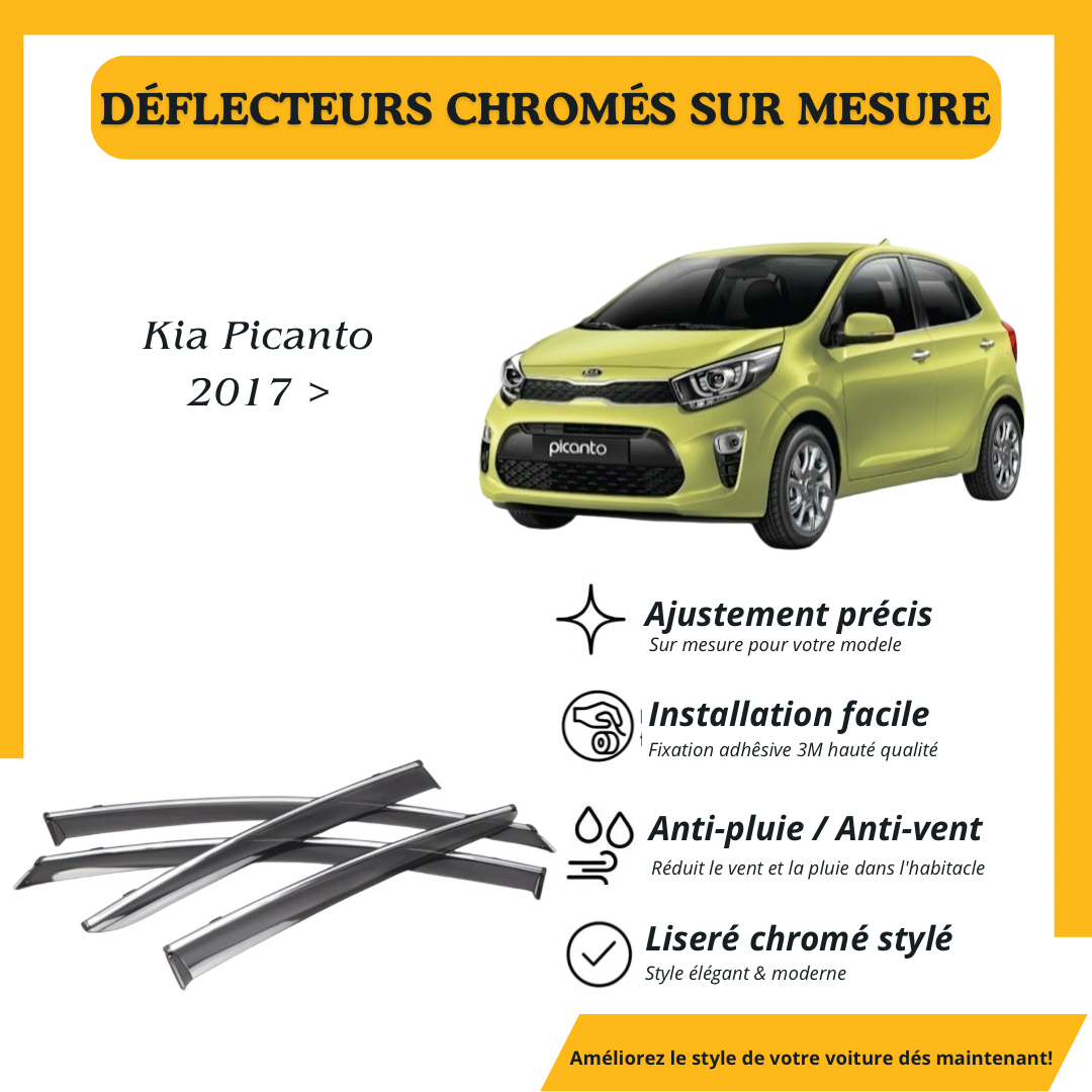 Déflecteur d’air noir et chromé Kia picanto 2017 >