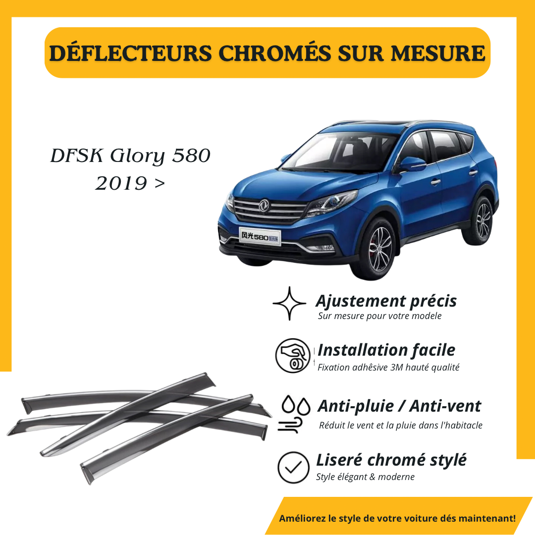 Déflecteur d’air noir et chromé DFSK Glory 580 2019 >