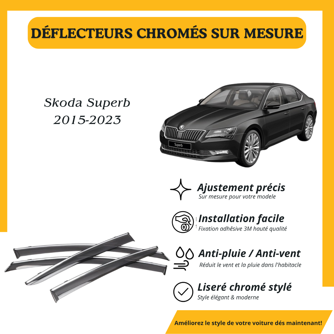 Déflecteur d’air noir et chromé Skoda Superb 2015-2023