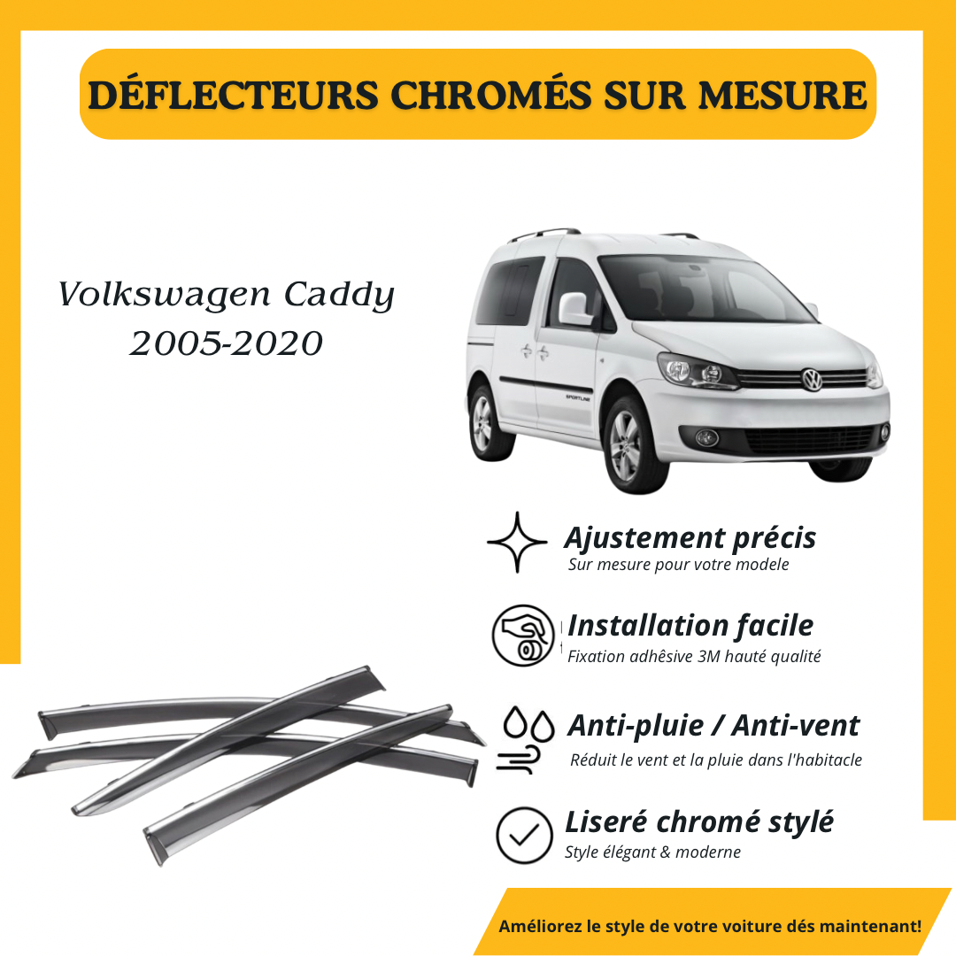 Déflecteur d’air noir et chromé Volkswagen caddy 2005-2020