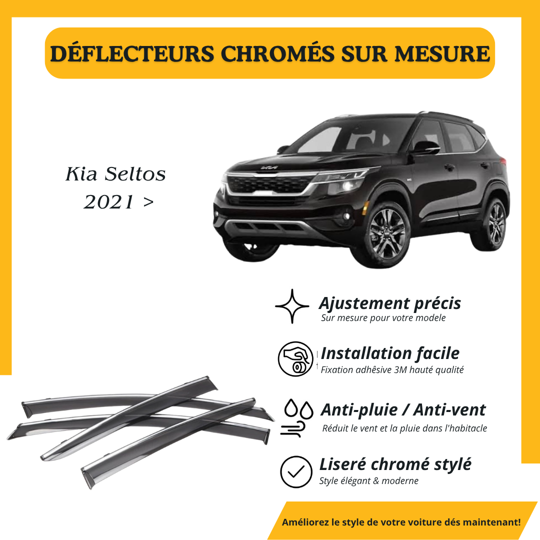Déflecteur d’air noir et chromé Kia seltos 2021 >