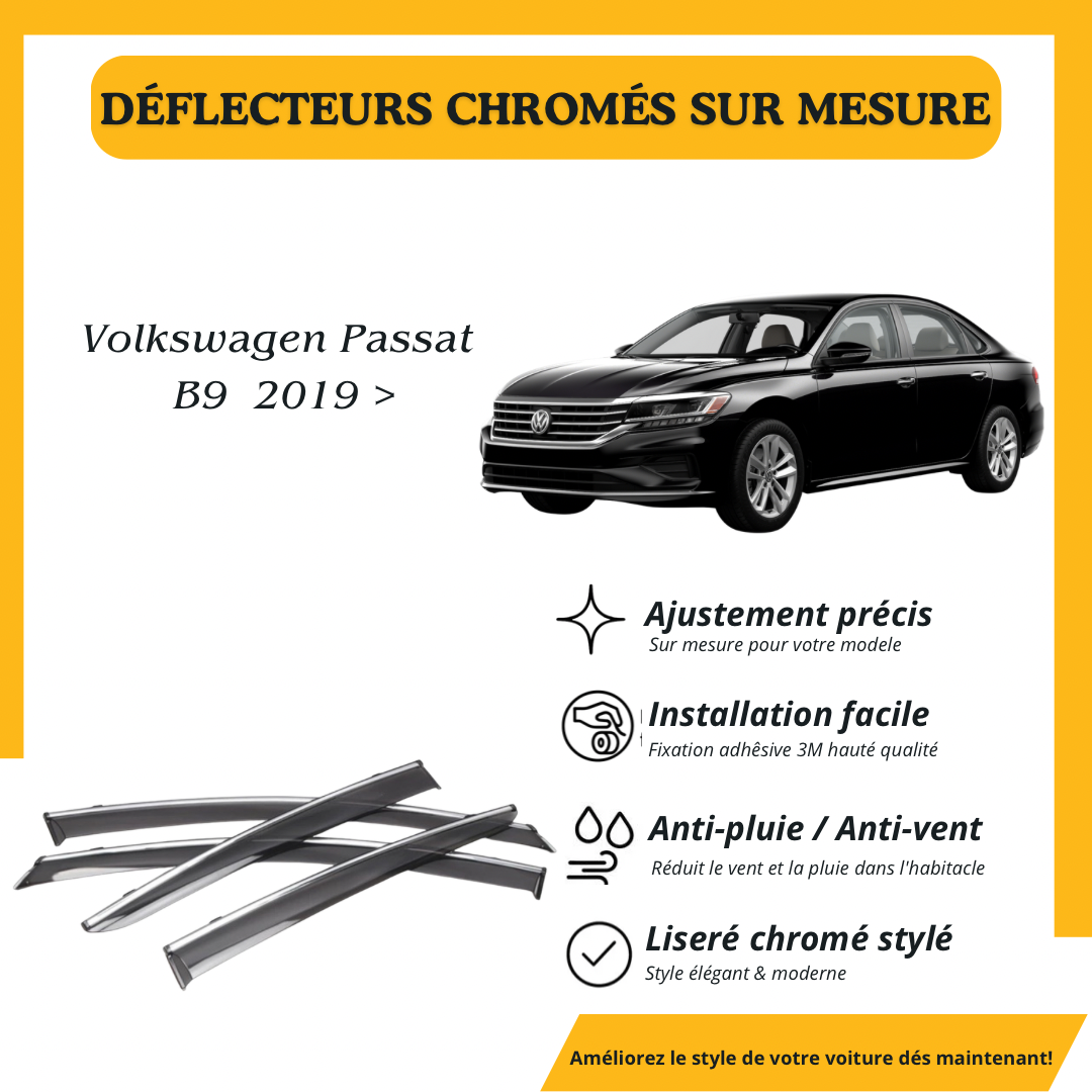 Déflecteur d’air noir et chromé Volkswagen Passat B9 2019 >