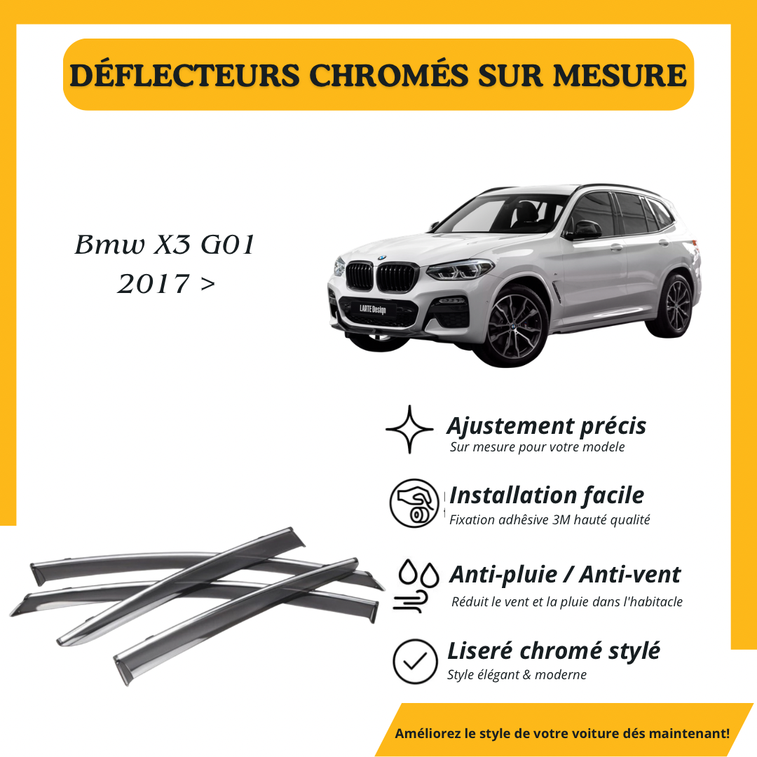 Déflecteur d’air noir et chromé Bmw X3  G01 2017 >