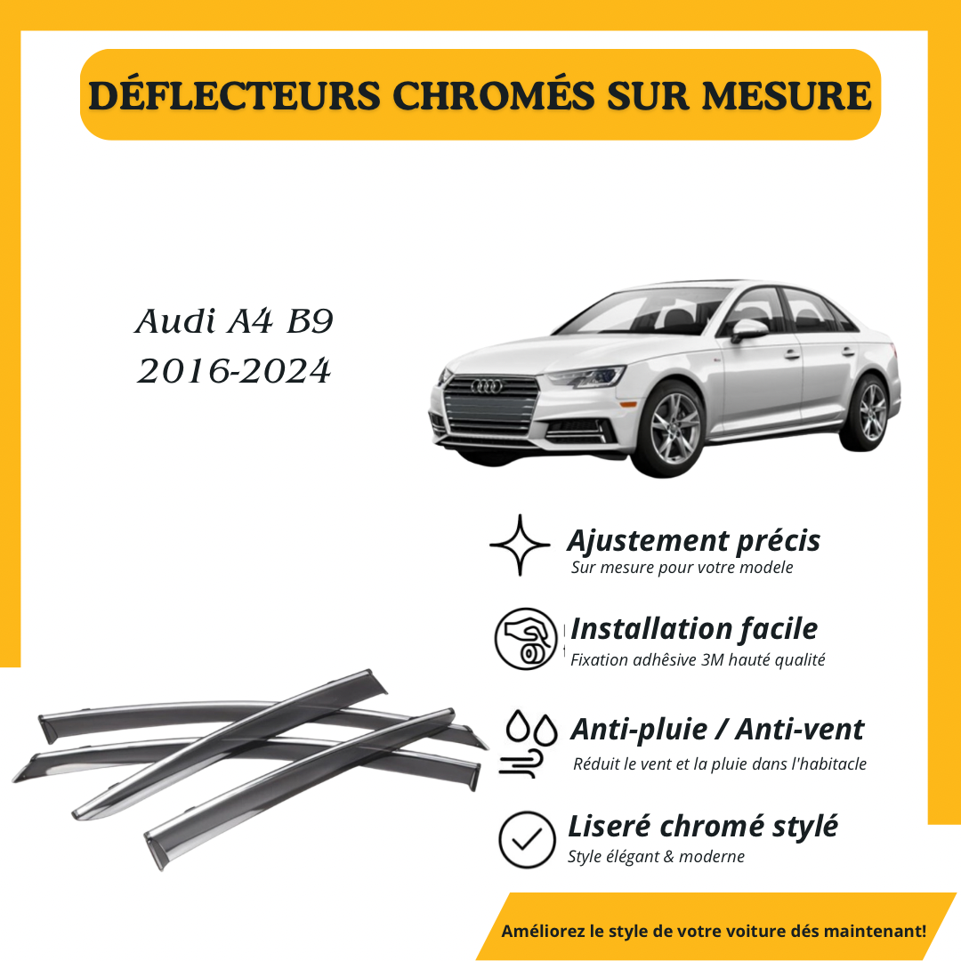 Déflecteur d’air noir et chromé Audi A4 B9 2016-2024