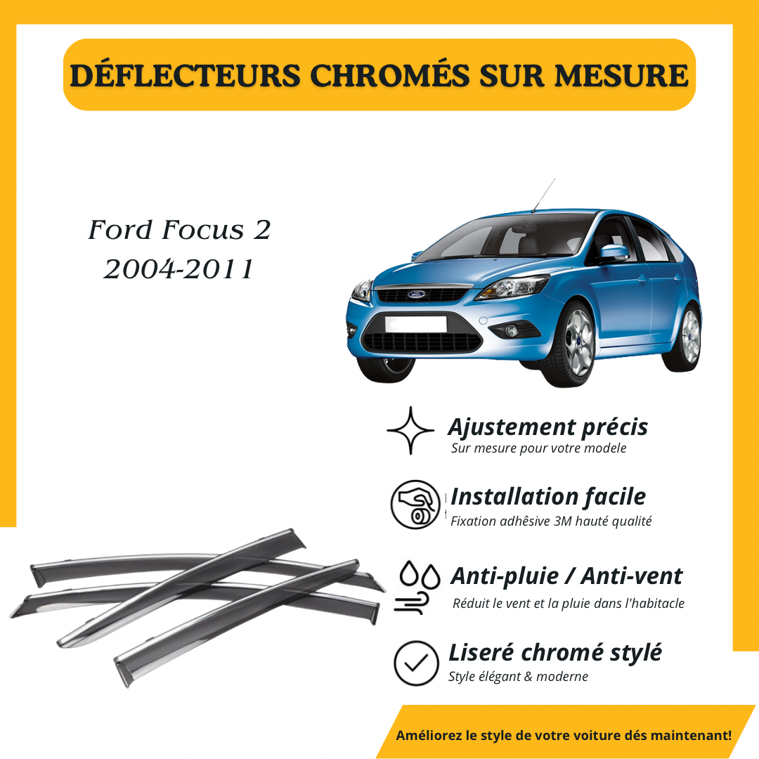 Déflecteur d’air noir et chromé Ford Focus 2 2004-2011