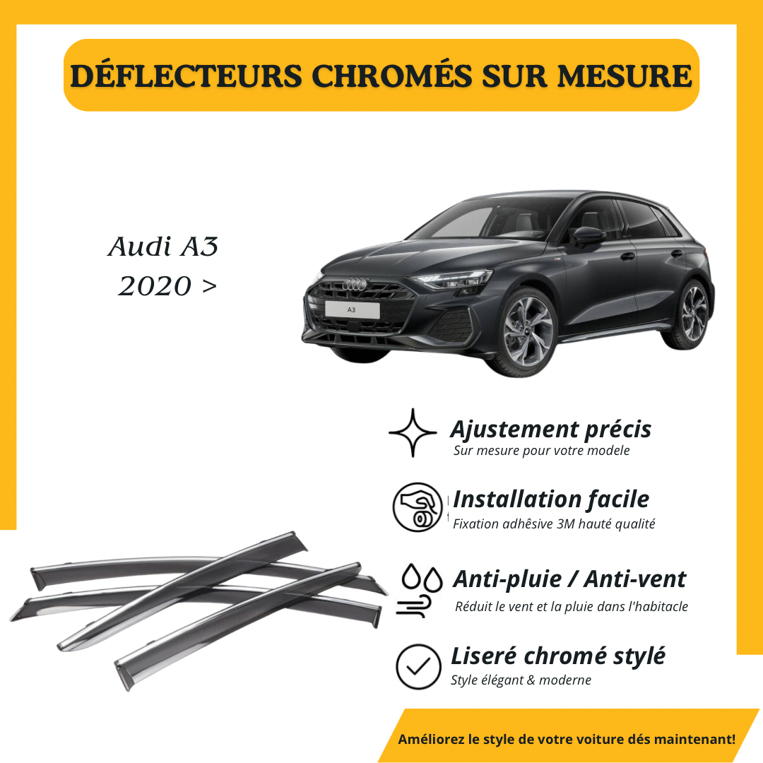 Déflecteur d’air noir et chromé Audi A3 2020 >