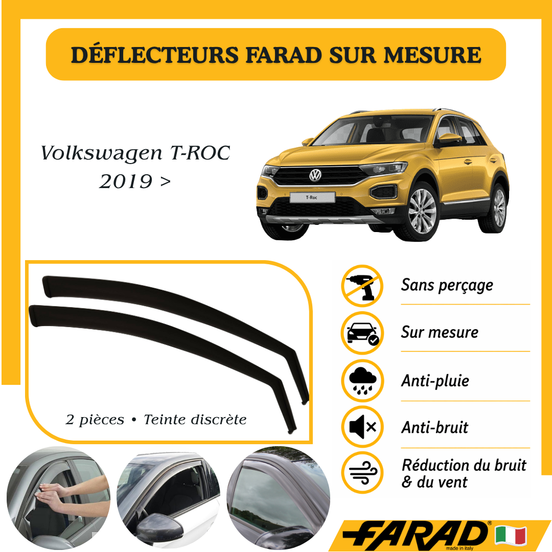 Déflecteurs d’air FARAD Volkswagen T-roc 2019 >
