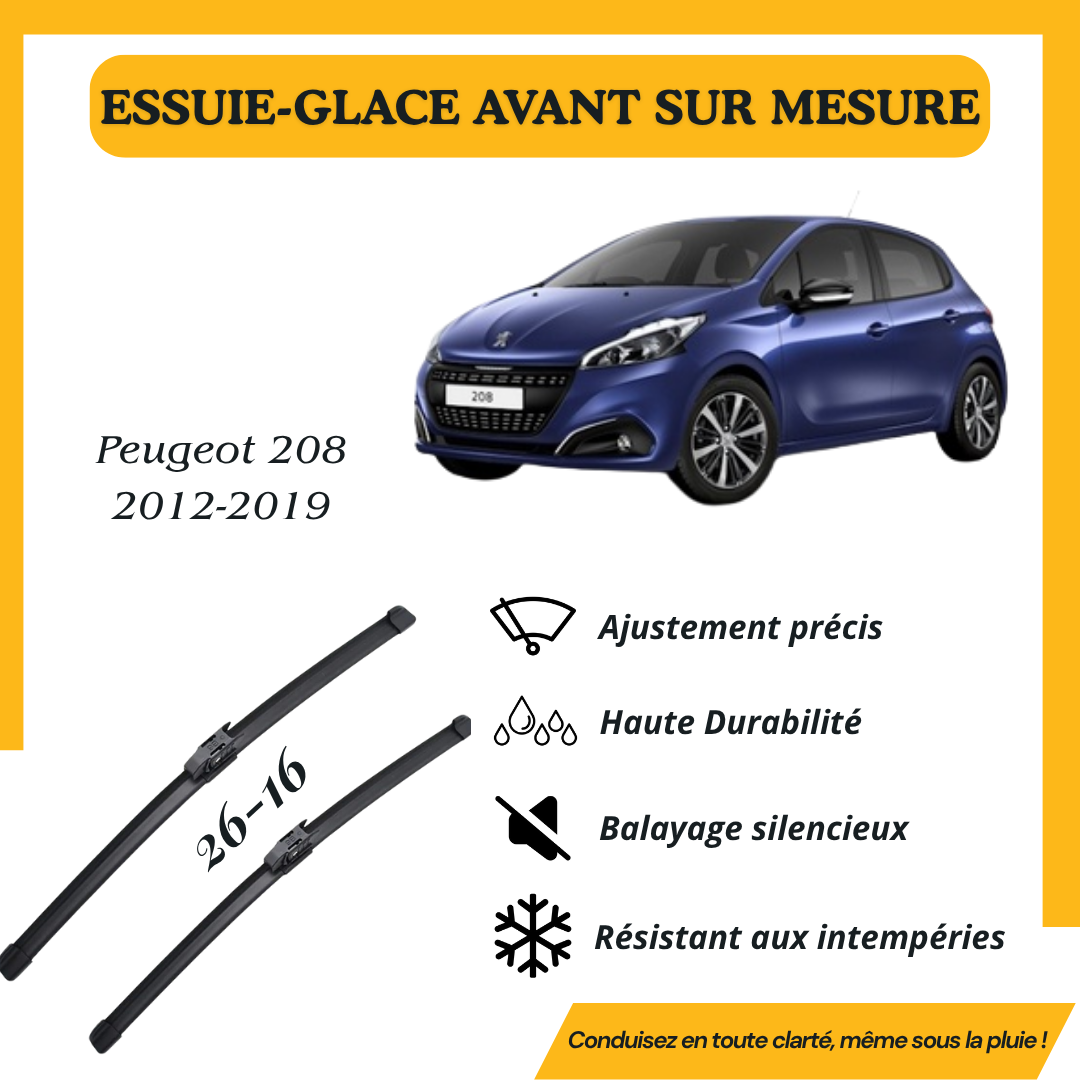 Essuies glace avant Peugeot 208 2012-2019