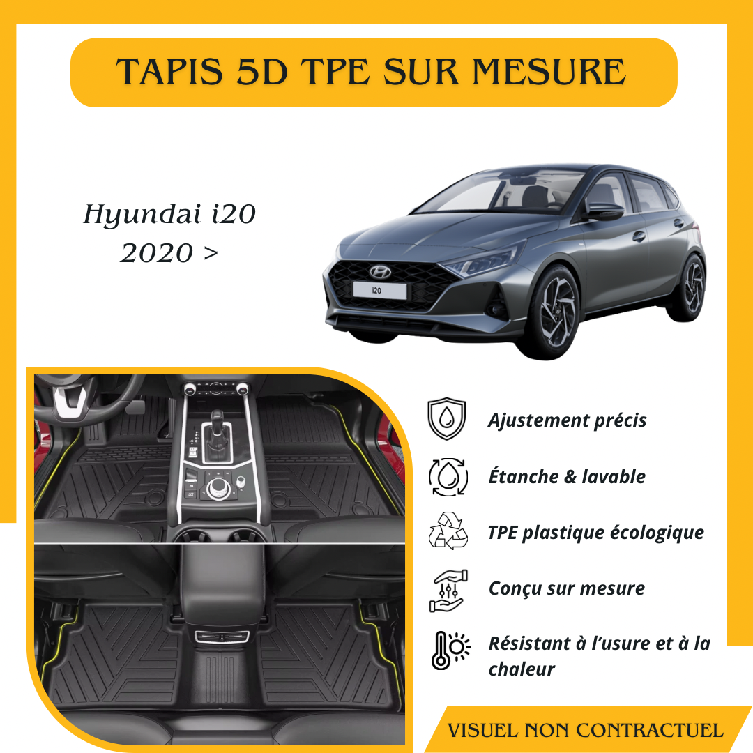 Tapis sur mesure 5D TPE Hyundai i20 2020 >