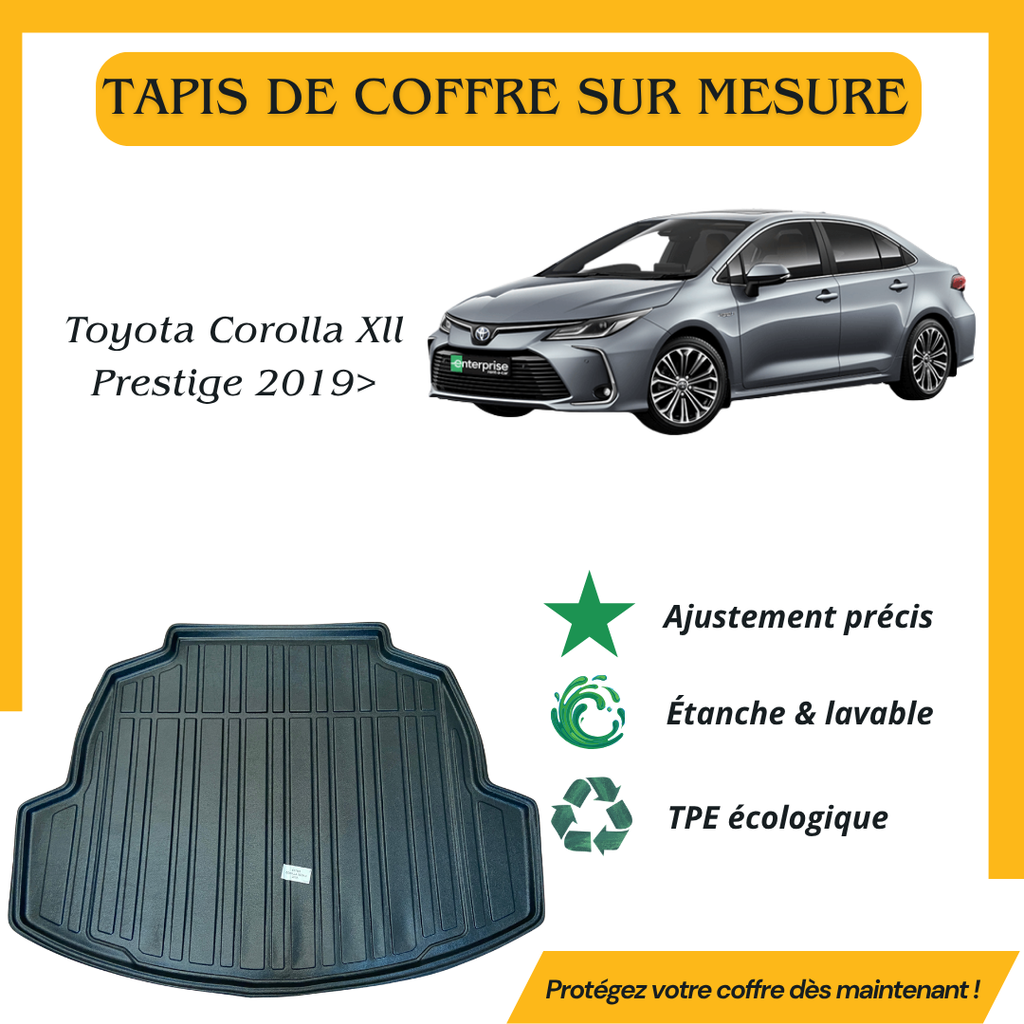Kovvar Tapis de Coffre Compatible avec Toyota Corolla 2019-2026 Correspondant à la Version: Touring Sports | Compatible avec Les Versions de Coffre à Plancher Haut Adjustable | Qualité