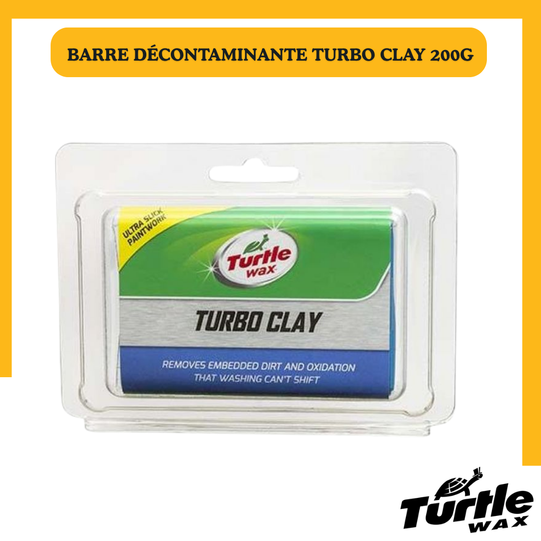 Turtle Wax Turbo Clay Bar – Barre Décontaminante Carrosserie 200 g