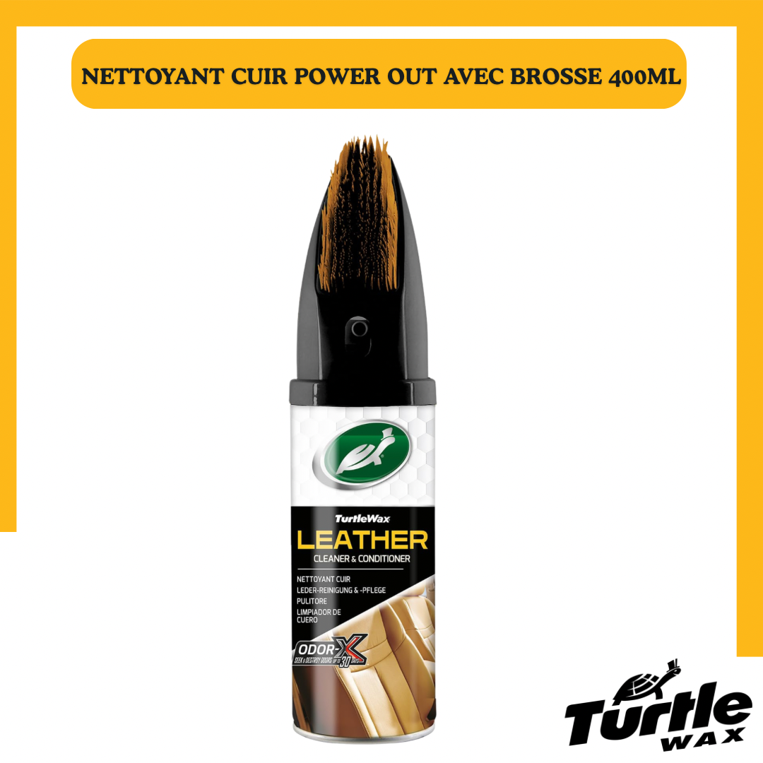 Turtle Wax Power Out Leather – Nettoyant & Soin Cuir 400 ml