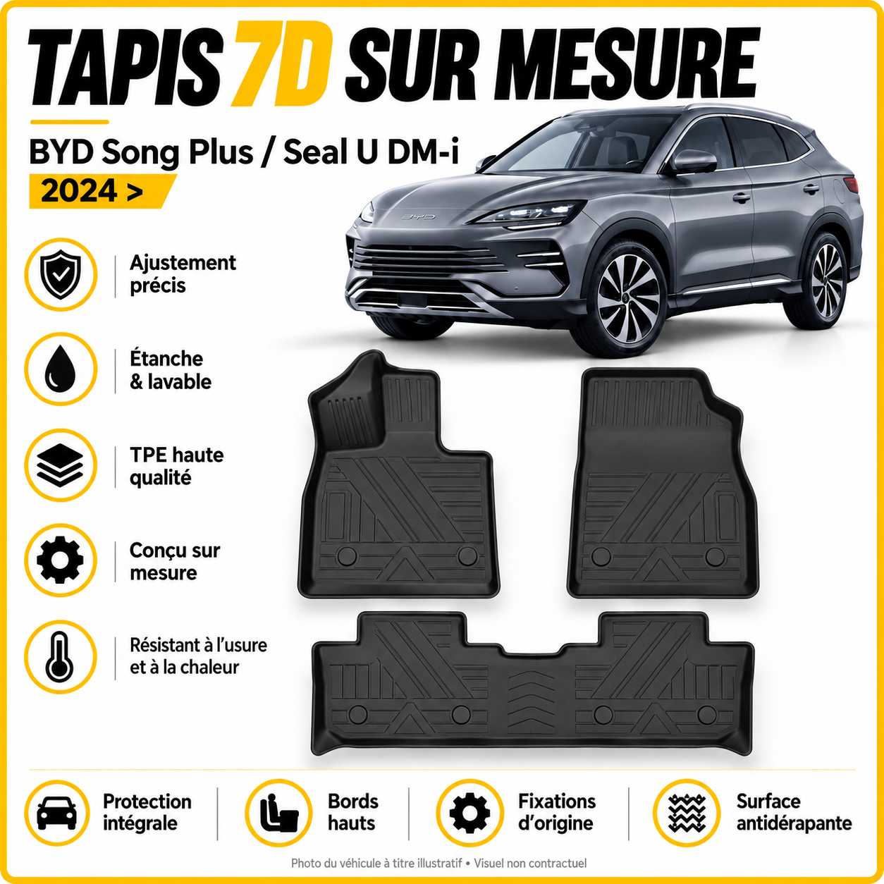 Tapis 7D sur mesure BYD Song Plus / Seal U DM-i 2024 >
