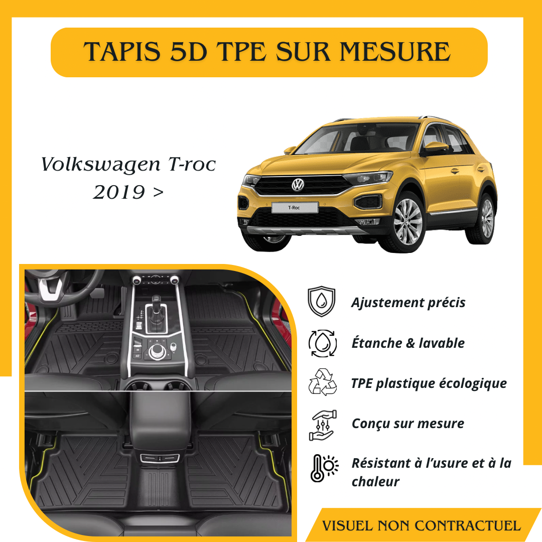 Tapis sur mesure 5D TPE Volkswagen T-roc 2019 >