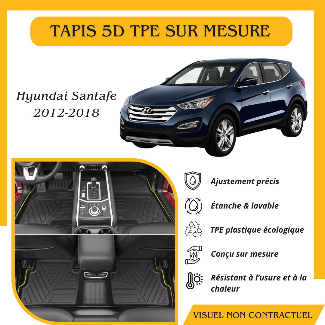 Tapis sur mesure 5D TPE HYUNDAI SANTAFE 2012-2018
