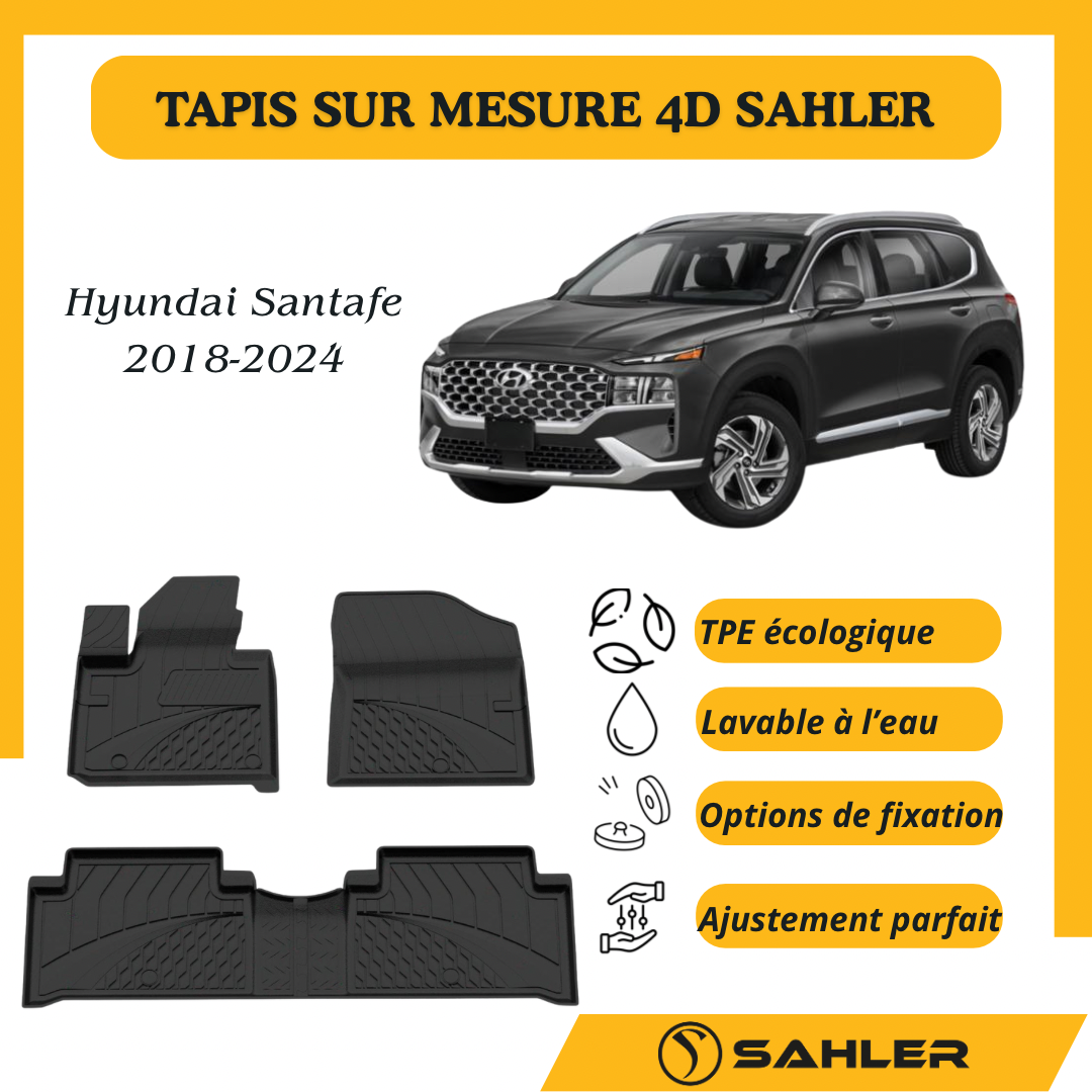 Tapis sur mesure 4D Premium Hyundai Santafe Hybrid 2018-2024