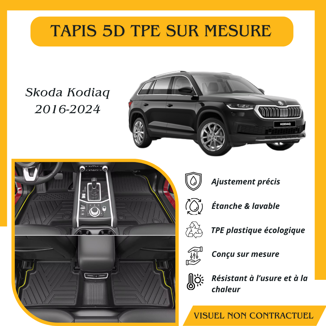 Tapis sur mesure 5D TPE Skoda Kodiaq 2016-2024